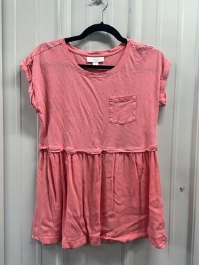 Maternity Soft Pink Peplum Pocket Tee